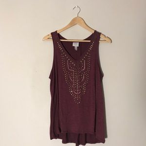 knox rose sequin maroon tank